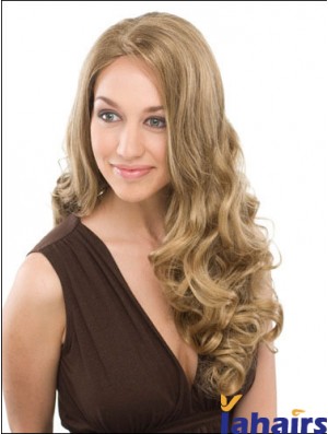 Suitable Blonde Curly Without Bangs Capless Long Wigs