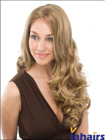 Suitable Blonde Curly Without Bangs Capless Long Wigs