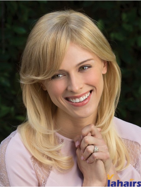 Style Blonde Wavy With Bangs Capless Long Wigs