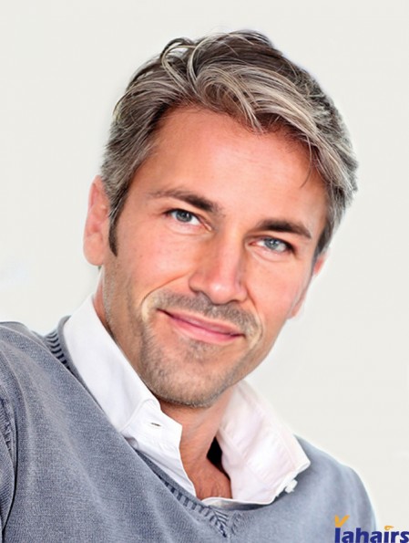 Mono Top Synthetic Short Grey Wigs For Men