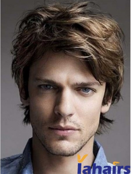 Brown Lace Front Wavy Short Layered Mens Hairstyles