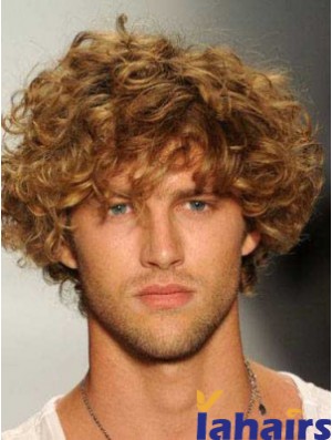 Blonde Synthetic Curly 8 inch Mens Wigs