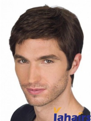 Straight Remy Human Auburn Full Lace Short Wigs For Men With Cancer