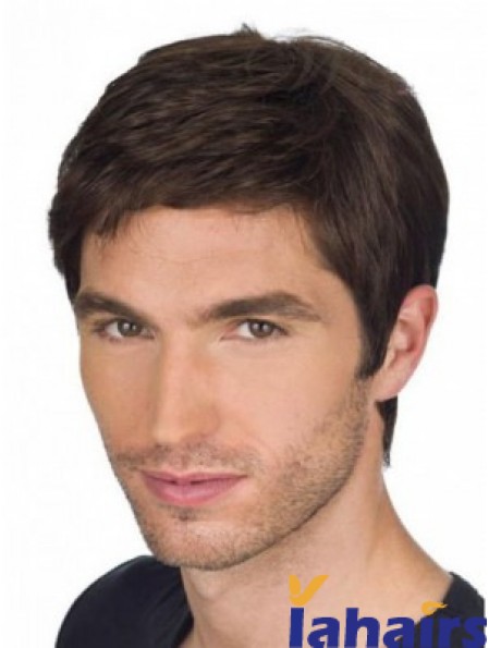 Straight Remy Human Auburn Full Lace Short Wigs For Men With Cancer