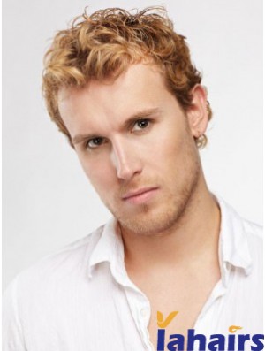 Blonde Short Curly Capless Curly Synthetic Wig Men