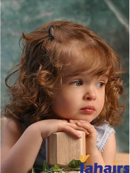 Wigs For Kids With Remy Lace Front Shoulder Length Curly Style