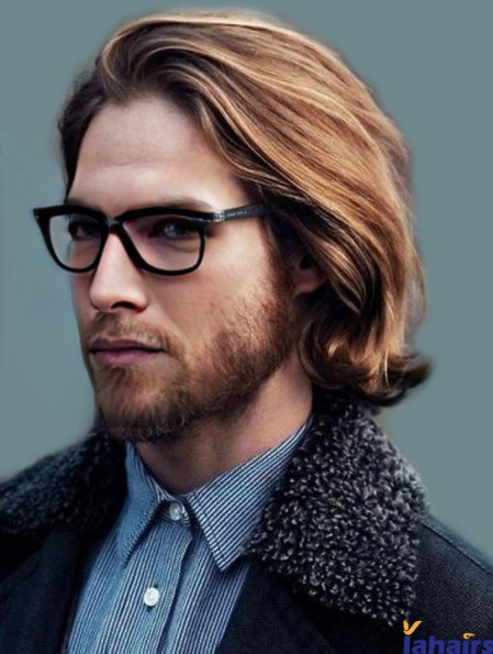 Short Brown Wavy Lace Front Remy Human Hairstyles For Men