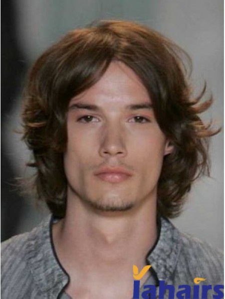 Auburn Lace Front Straight Chin Length Human Hair Men's Wigs