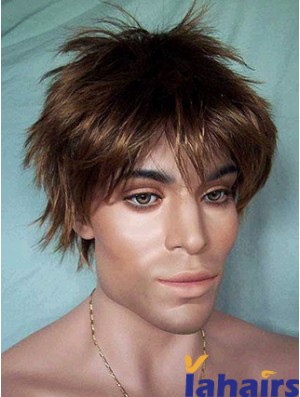 Lace Front Brown Short Straight Synthetic Man Lace Wig