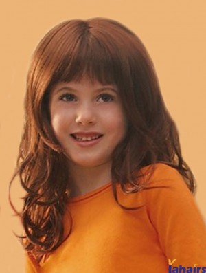 Curly Long Auburn Synthetic Lace Front Kids Wigs