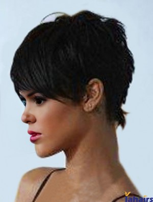 Popular Cropped Black Straight Capless Wigs