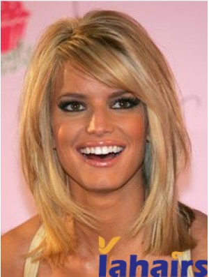 12 inch Stylish Blonde Shoulder Length Straight Bobs Jessica Simpson Wigs