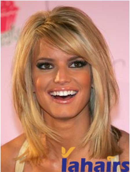 12 inch Stylish Blonde Shoulder Length Straight Bobs Jessica Simpson Wigs