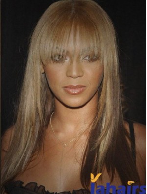 Brown Long Straight With Bangs Lace Front 16 inch  Wigs