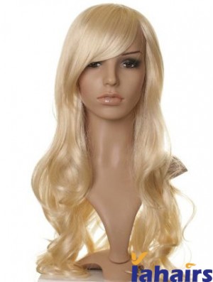 Designed Blonde Long Wavy With Bangs Celebrity Wigs