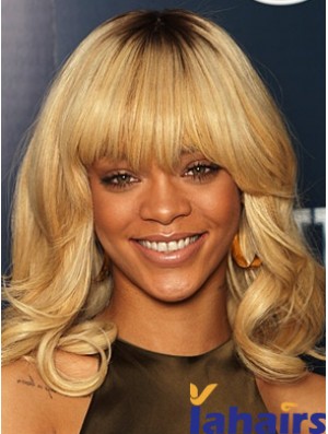 Blonde Wavy With Bangs Lace Front 14 inch Trendy  Wigs