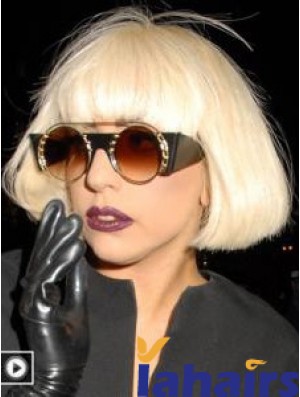 Lady Gaga Wigs UK Bobs Cut Blonde Color Straight Style