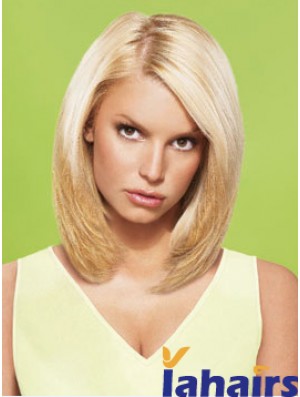 12 inch No-Fuss Blonde Short Straight Layered Jessica Simpson Wigs