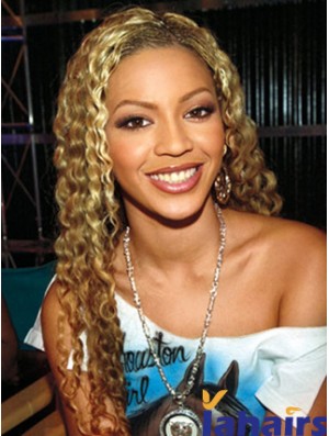 Blonde Long Curly Without Bangs Lace Front 24 inch  Wigs