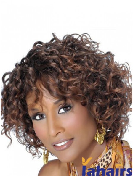 Brown Chin Length Curly With Bangs Lace Front 10 inch Beverly Johnson Wigs