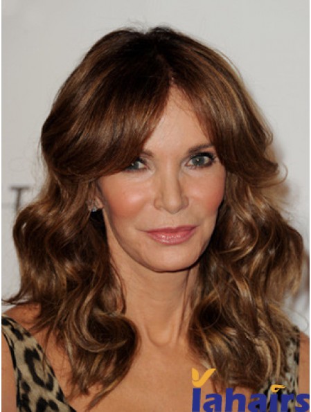 Long Wavy Layered Lace Front Brown Sleek 16 inch  Wigs