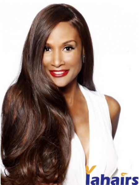 Brown Long Wavy Without Bangs Lace Front 24 inch Beverly Johnson Wigs