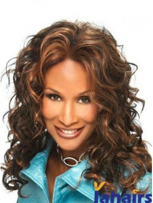 Brown Long Curly Without Bangs Lace Front 16 inch Beverly Johnson Wigs