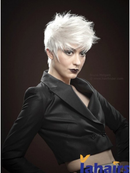 Mono Short Wigs With Remy Monofilament Boycuts Straight Style