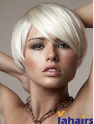 Capless Bobs Short Straight 8 inch Platinum Blonde Online Fashion Wigs