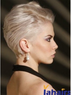 Capless Boycuts Short Straight 8 inch Platinum Blonde Affordable Fashion Wigs