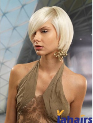 Monofilament Bobs Short Straight 10 inch Platinum Blonde Cheapest Fashion Wigs