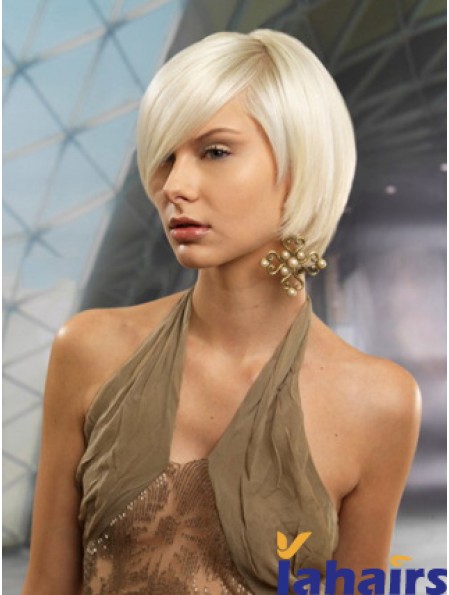 Monofilament Bobs Short Straight 10 inch Platinum Blonde Cheapest Fashion Wigs