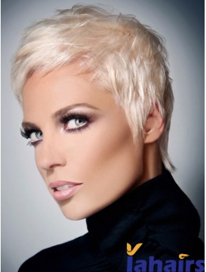 Synthetic Wig With Capless Grey Cut Short Length Straight Style