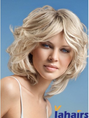 Full Lace Layered Chin Length Wavy 12 inch Platinum Blonde Cheap Fashion Wigs