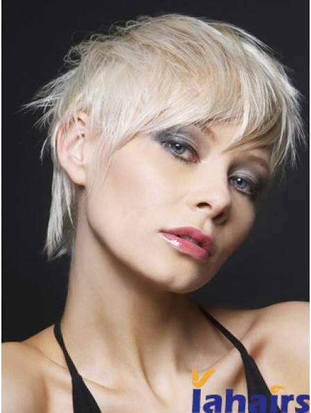 Lace Front Boycuts Short Straight 8 inch Platinum Blonde Ideal Fashion Wigs