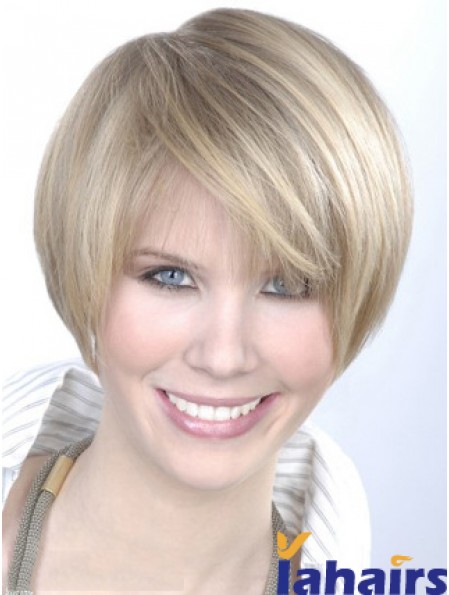 Monofilament Grey Short Straight 8 inch Platinum Blonde Gorgeous Fashion Wigs