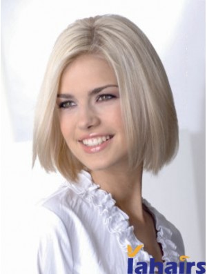 Full Lace Bobs Chin Length Straight 12 inch Platinum Blonde Sassy Fashion Wigs