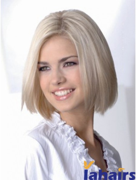 Full Lace Bobs Chin Length Straight 12 inch Platinum Blonde Sassy Fashion Wigs