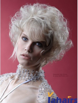 Monofilament Grey Short Curly 10 inch Platinum Blonde Perfect Fashion Wigs