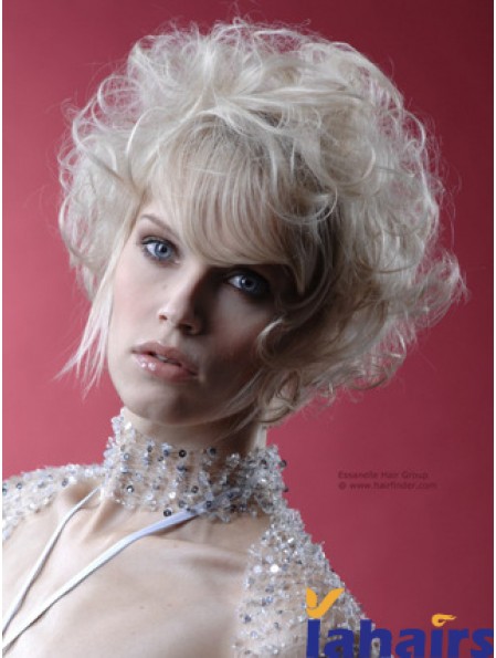 Monofilament Grey Short Curly 10 inch Platinum Blonde Perfect Fashion Wigs