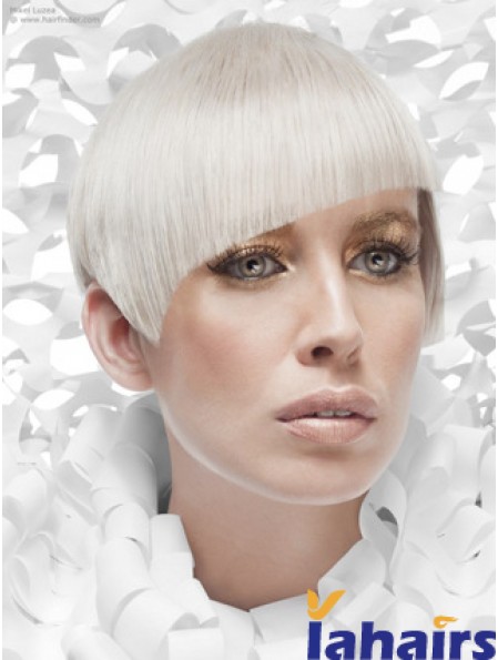 Lace Front Boycuts Short Straight 8 inch Platinum Blonde Cheapest Fashion Wigs