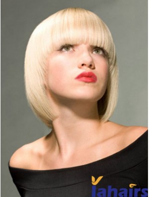 Full Lace Bobs Chin Length Straight 10 inch Platinum Blonde Online Fashion Wigs