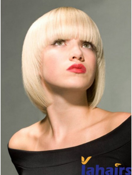 Full Lace Bobs Chin Length Straight 10 inch Platinum Blonde Online Fashion Wigs