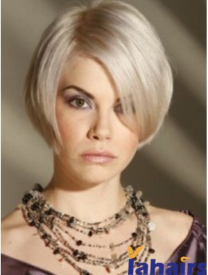 Capless Grey Short Straight 8 inch Platinum Blonde Amazing Fashion Wigs