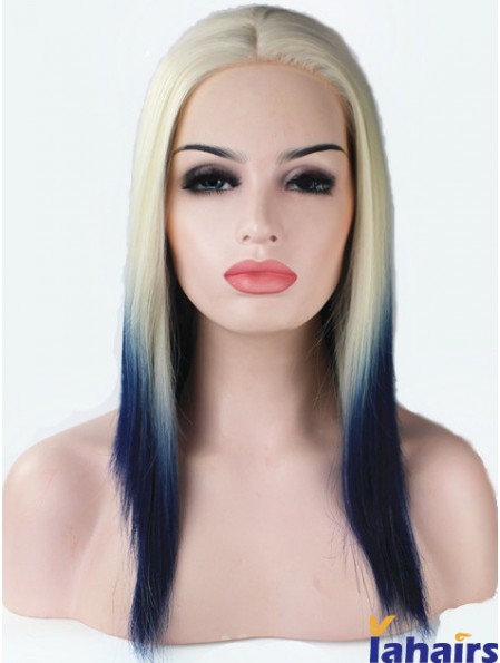 16 inch Ombre/2 Tone Long Without Bangs Straight Fashionable Lace Wigs