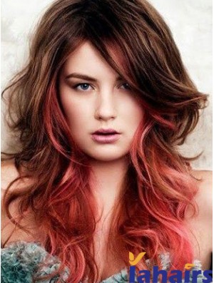 Great Ombre/2 Tone Long Wavy With Bangs 22 inch Human Lace Wigs