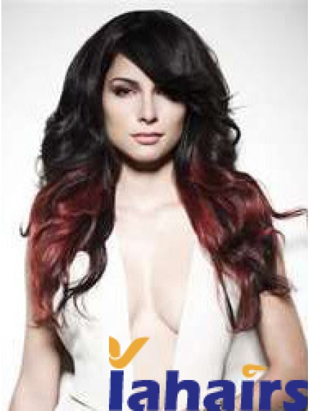 Stylish Ombre/2 Tone Long Wavy With Bangs 22 inch Human Lace Wigs