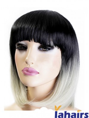 Modern 12 inch Chin Length Straight Wigs For Black Women