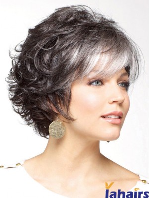 Classic Cut Wigs Grey Short Length Curly Wigs