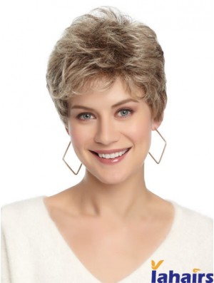 Synthetic Affordable Cropped Wavy Grey Wigs